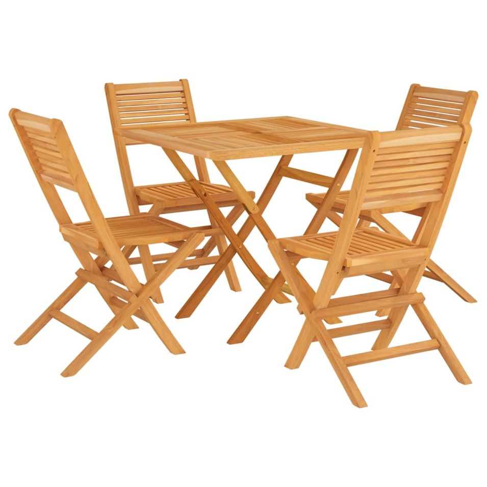 Ensemble à manger de jardin 5 pcs Bois de teck massif - Photo n°1
