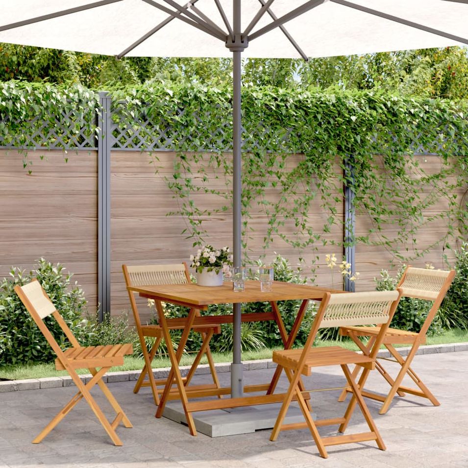 Ensemble à manger de jardin 5pcs beige polypropylène et bois - Photo n°1