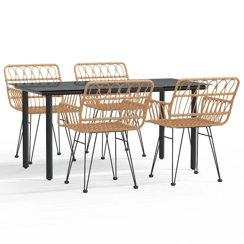 Ensemble à manger de jardin 5pcs Résine tressée - Photo n°1