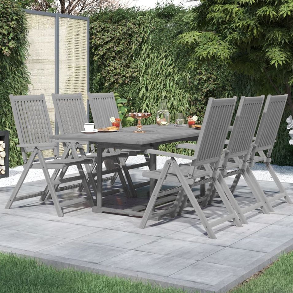 Ensemble à manger de jardin 7 pcs Bois d'acacia massif - Photo n°1