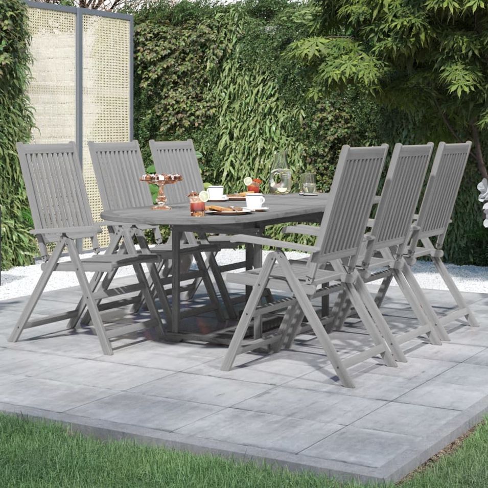 Ensemble à manger de jardin 7 pcs Bois d'acacia massif - Photo n°1