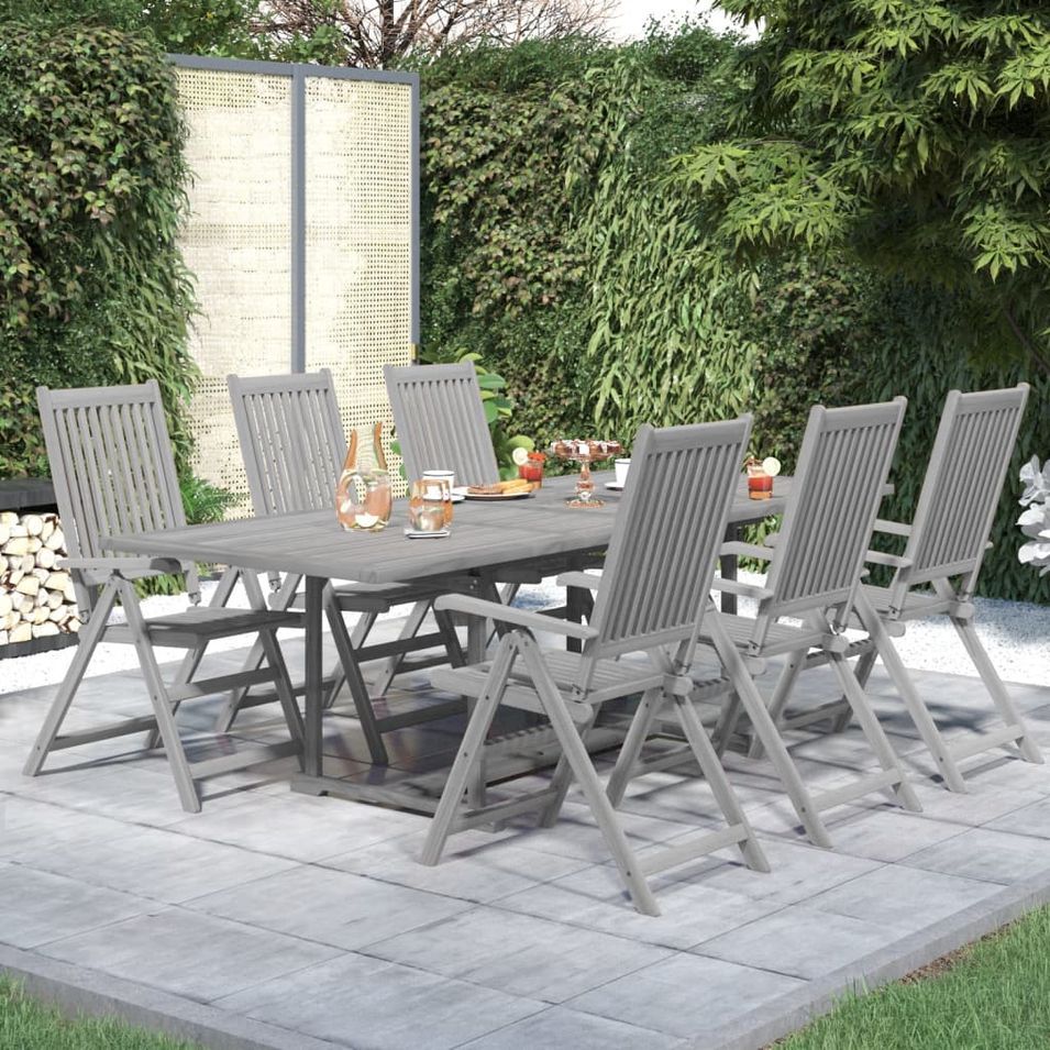Ensemble à manger de jardin 7 pcs Bois d'acacia solide - Photo n°1