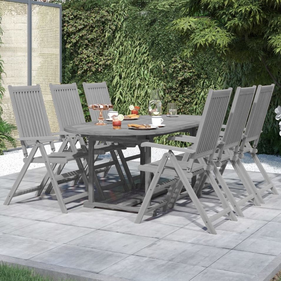 Ensemble à manger de jardin 7 pcs Bois d'acacia solide - Photo n°1