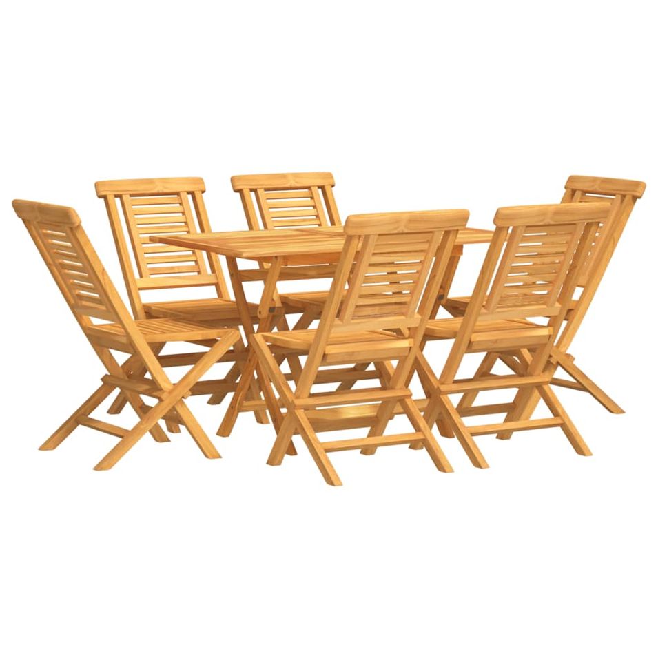 Ensemble à manger de jardin 7 pcs Bois de teck solide - Photo n°1