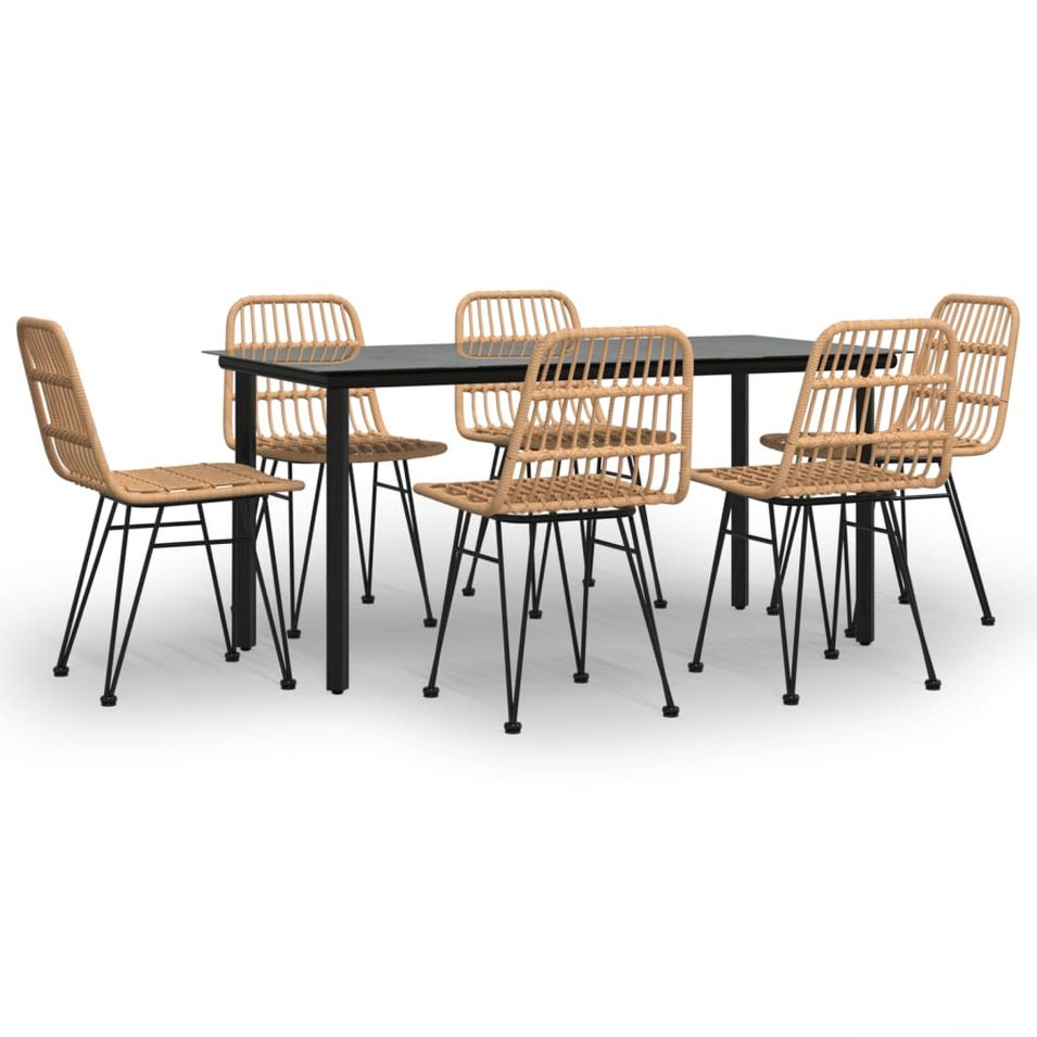 Ensemble à manger de jardin 7 pcs Résine tressée - Photo n°1