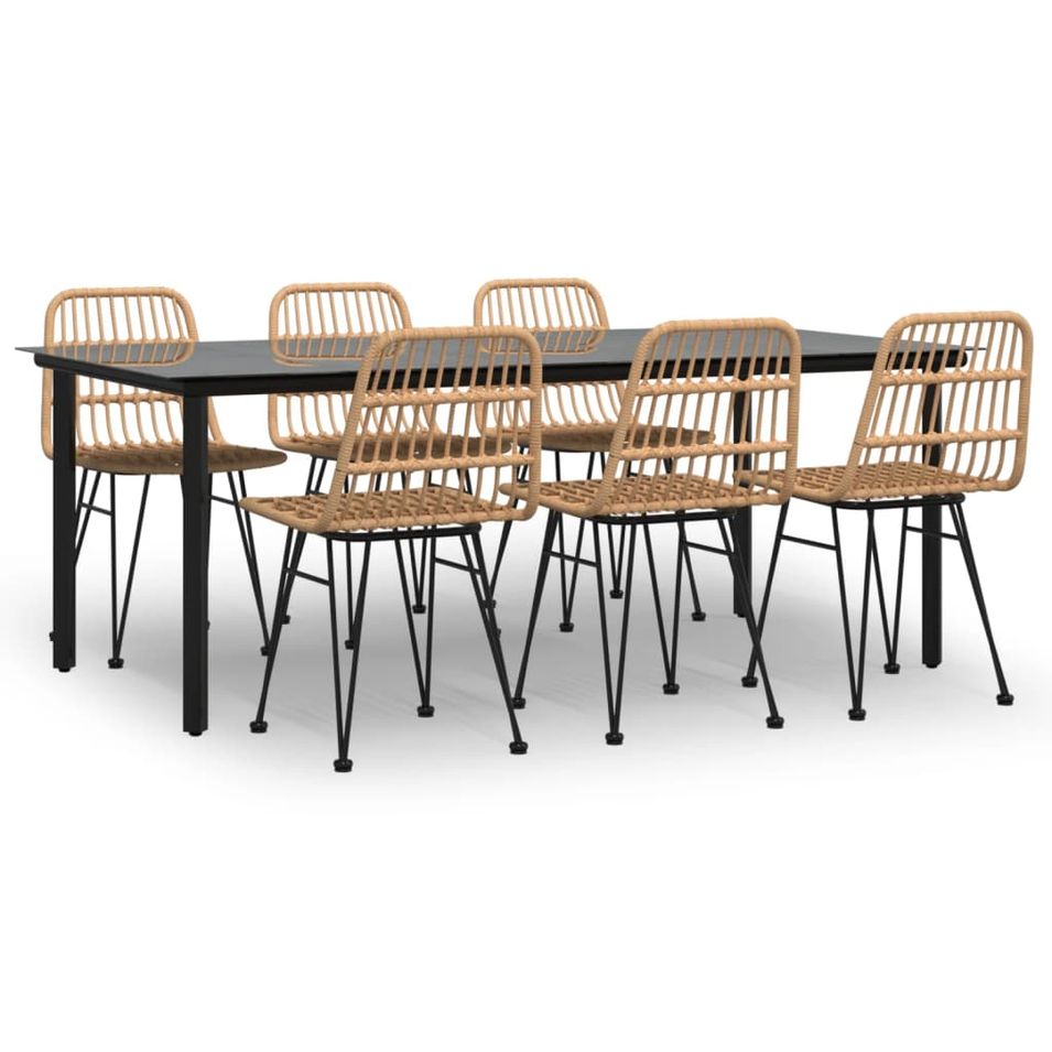 Ensemble à manger de jardin 7 pcs Résine tressée - Photo n°1