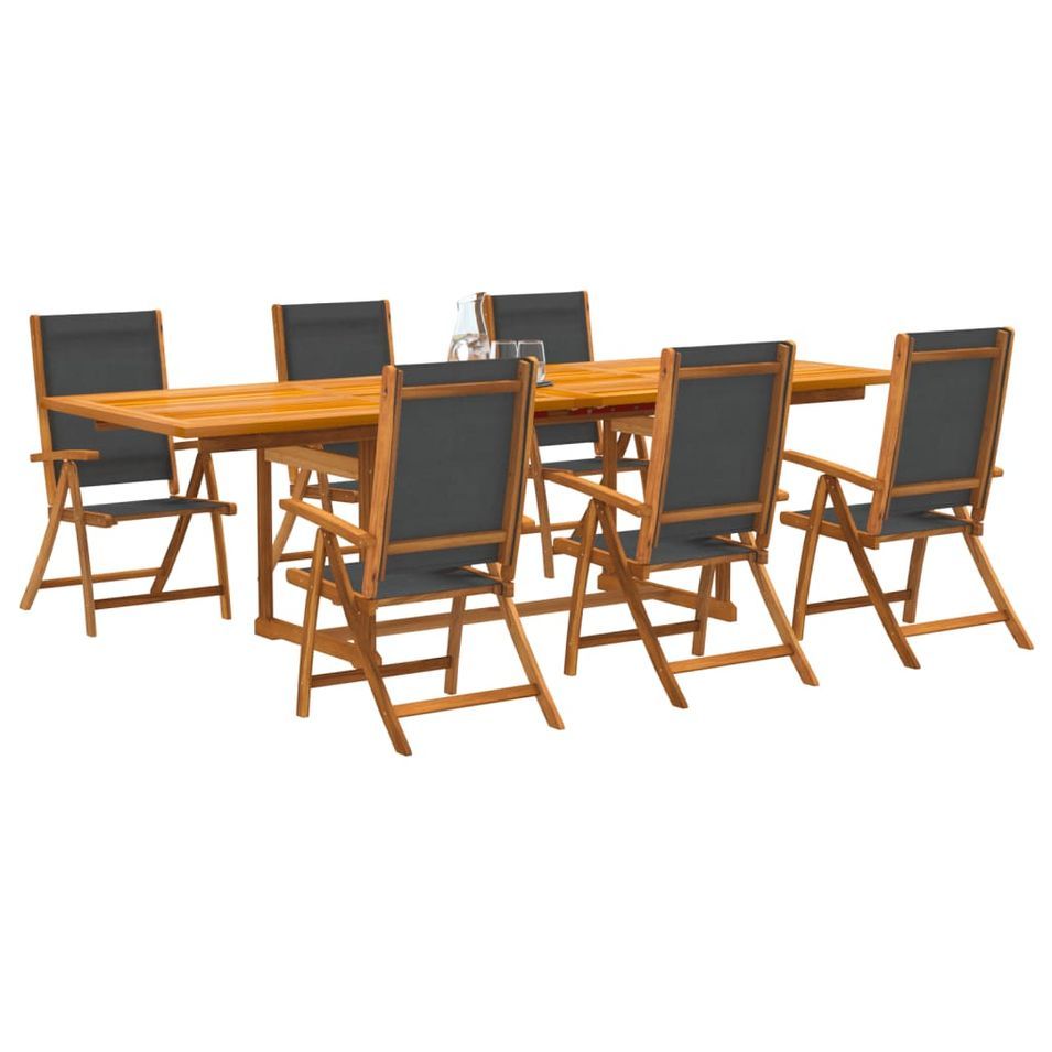 Ensemble à manger de jardin 7pcs bois d'acacia solide textilène - Photo n°1