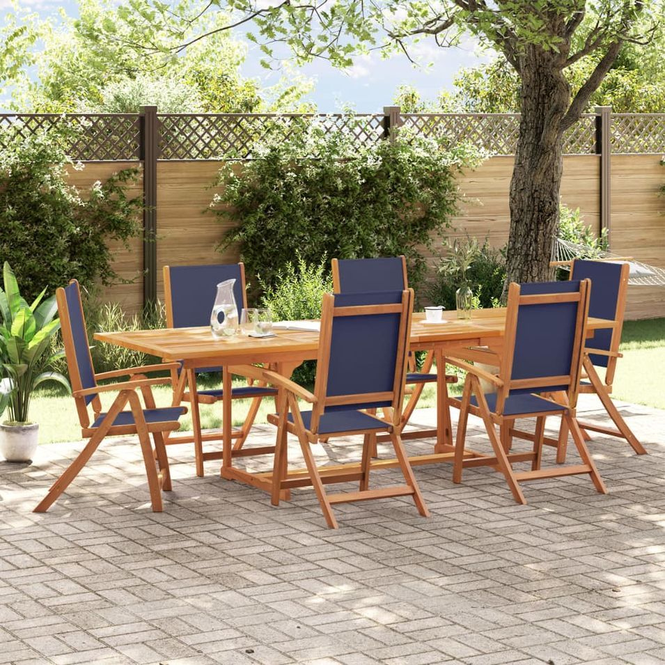 Ensemble à manger de jardin 7pcs bois d'acacia solide textilène - Photo n°1
