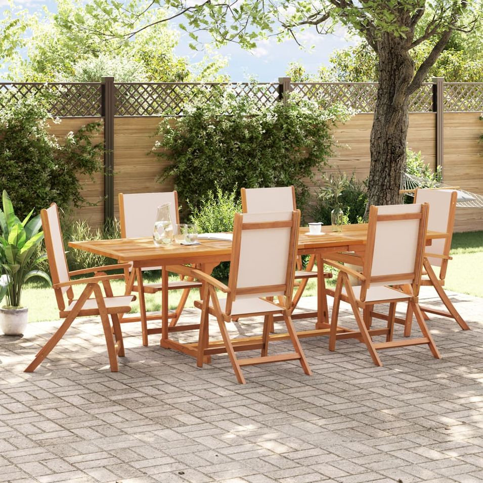 Ensemble à manger de jardin 7pcs bois d'acacia solide textilène - Photo n°1