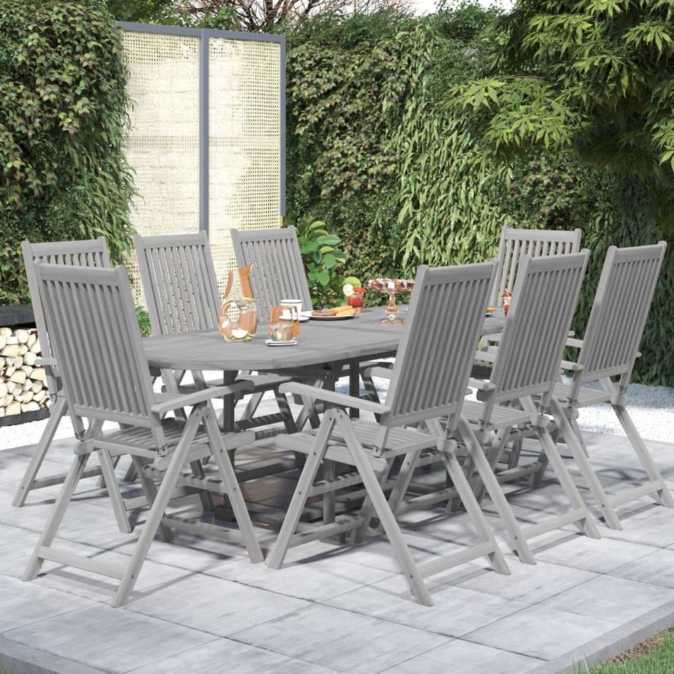 Ensemble à manger de jardin 9 pcs bois d'acacia solide - Photo n°1