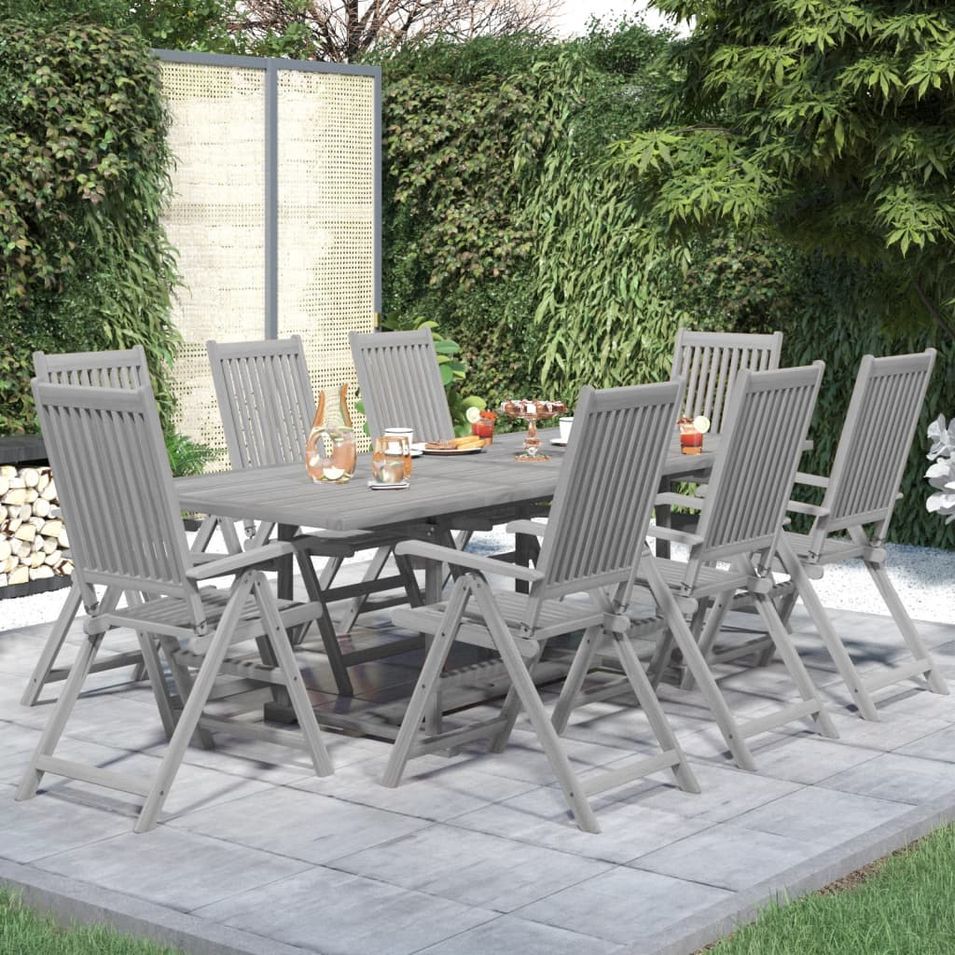 Ensemble à manger de jardin 9 pcs bois d'acacia solide - Photo n°1