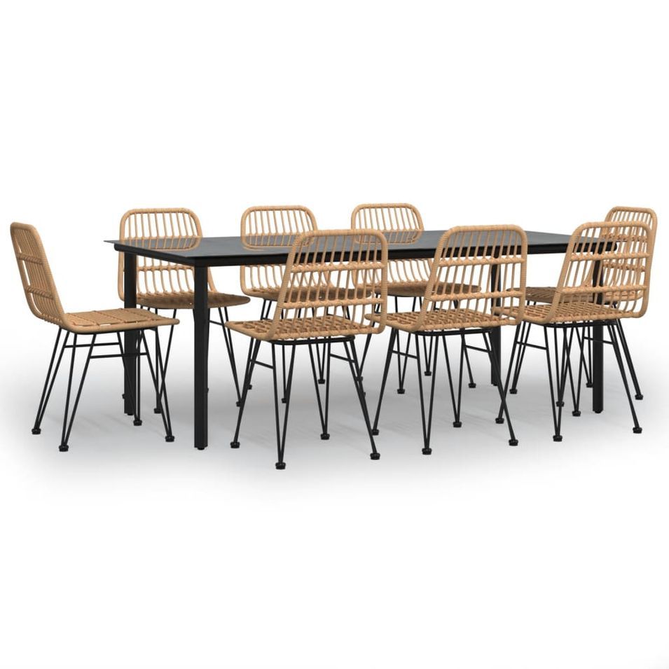Ensemble à manger de jardin 9 pcs Résine tressée - Photo n°1