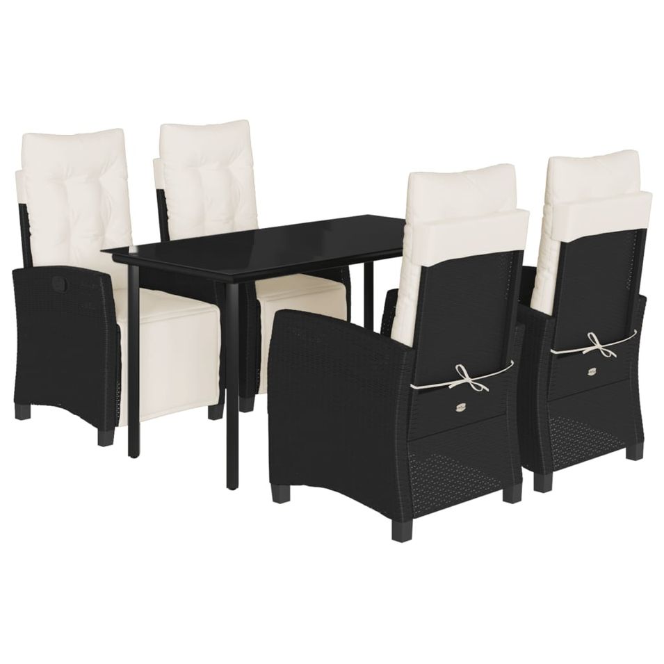 Ensemble à manger de jardin coussins 5pcs Noir Résine tressée - Photo n°1