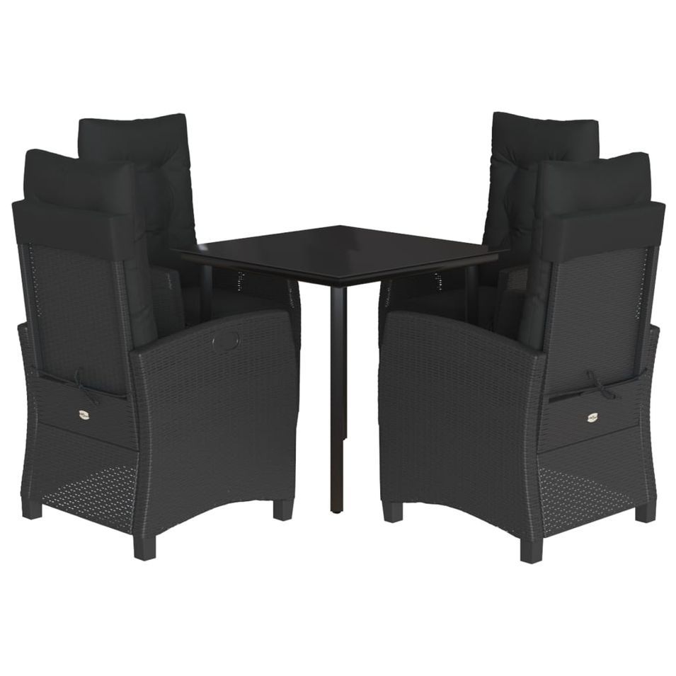 Ensemble à manger de jardin coussins 5pcs Noir Résine tressée - Photo n°1