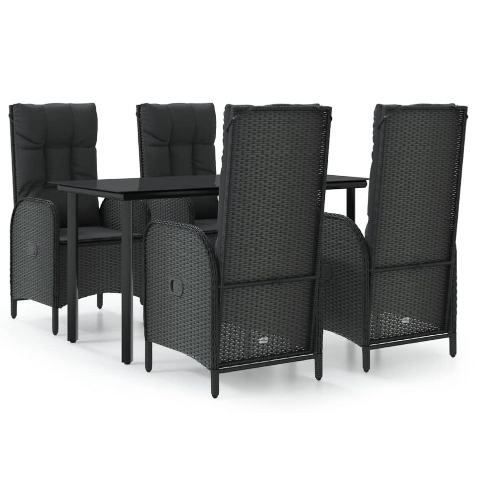 Ensemble à manger de jardin coussins 5pcs Noir Résine tressée - Photo n°1