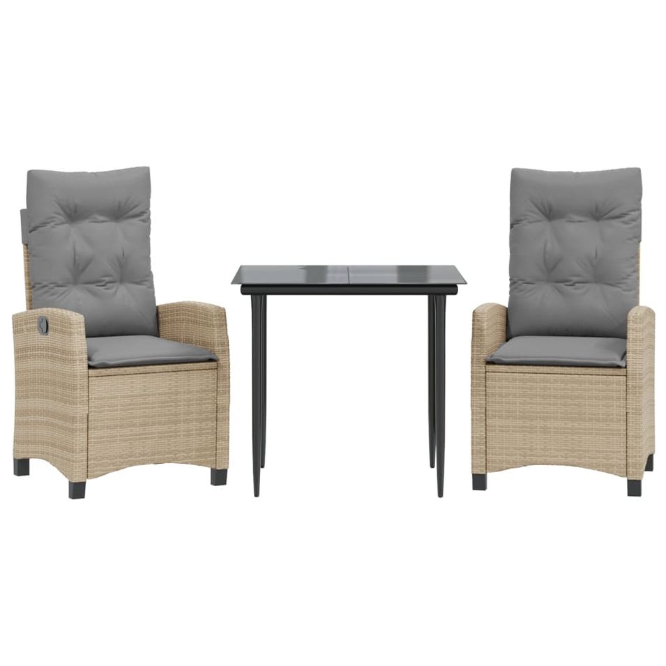 Ensemble à manger de jardin et coussins 3 pcs mélange beige - Photo n°1