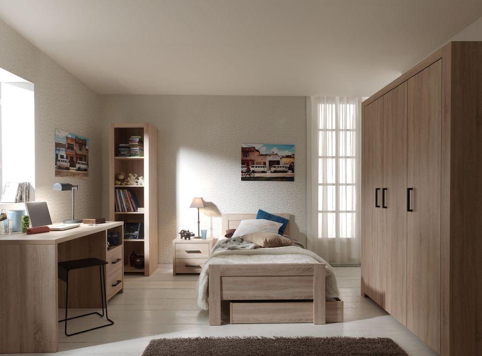 Ensemble bureau et bibliothèque bois chêne clair Aline - Photo n°1