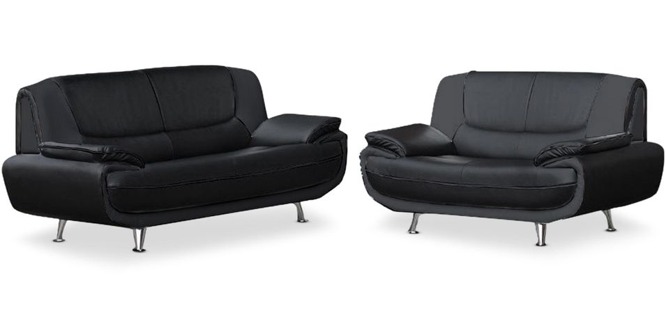 Ensemble canapé 3 et 2 places simili cuir noir Sorel - Photo n°1