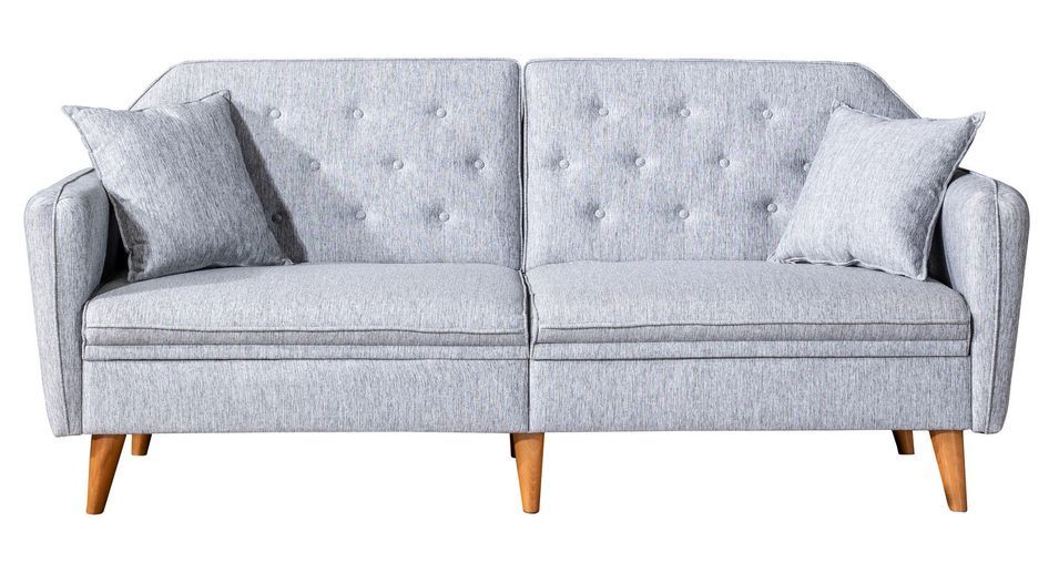 Ensemble Canapé 3 places convertible et 1 fauteuil tissu gris Touka - Photo n°2