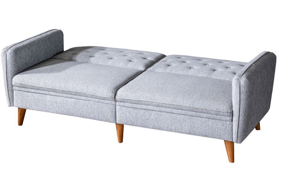 Ensemble Canapé 3 places convertible et 1 fauteuil tissu gris Touka - Photo n°4