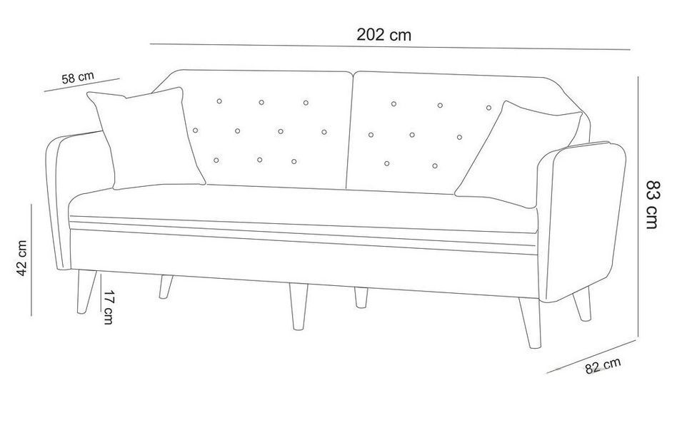 Ensemble Canapé 3 places convertible et 1 fauteuil tissu gris Touka - Photo n°7