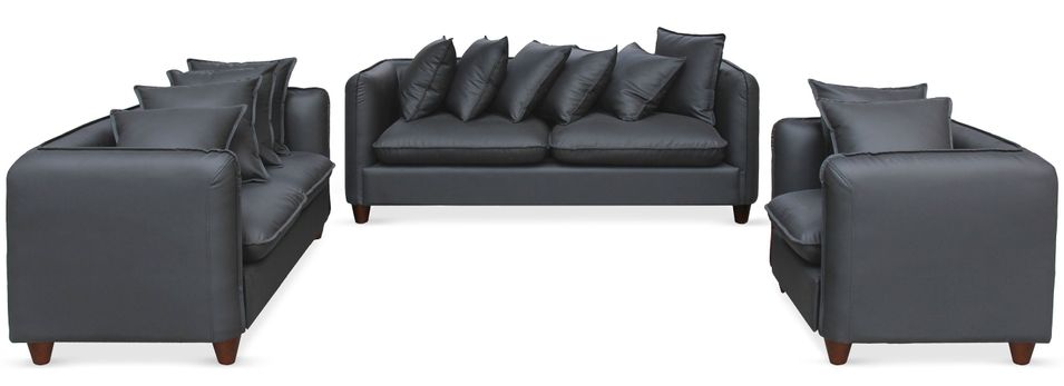 Ensemble canapés et fauteuil simili gris Pietra - Photo n°1