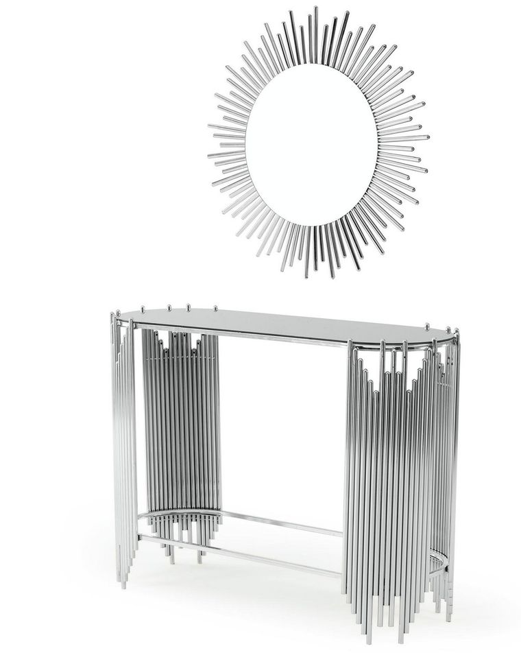Ensemble Console design métal chromé et miroir Stoner - Photo n°1