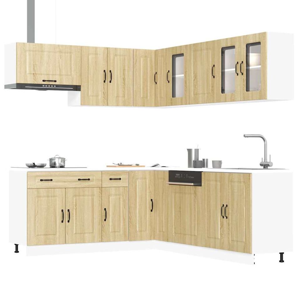 Ensemble d'armoires de cuisine 11 pcs Kalmar bois d'ingénierie - Photo n°1
