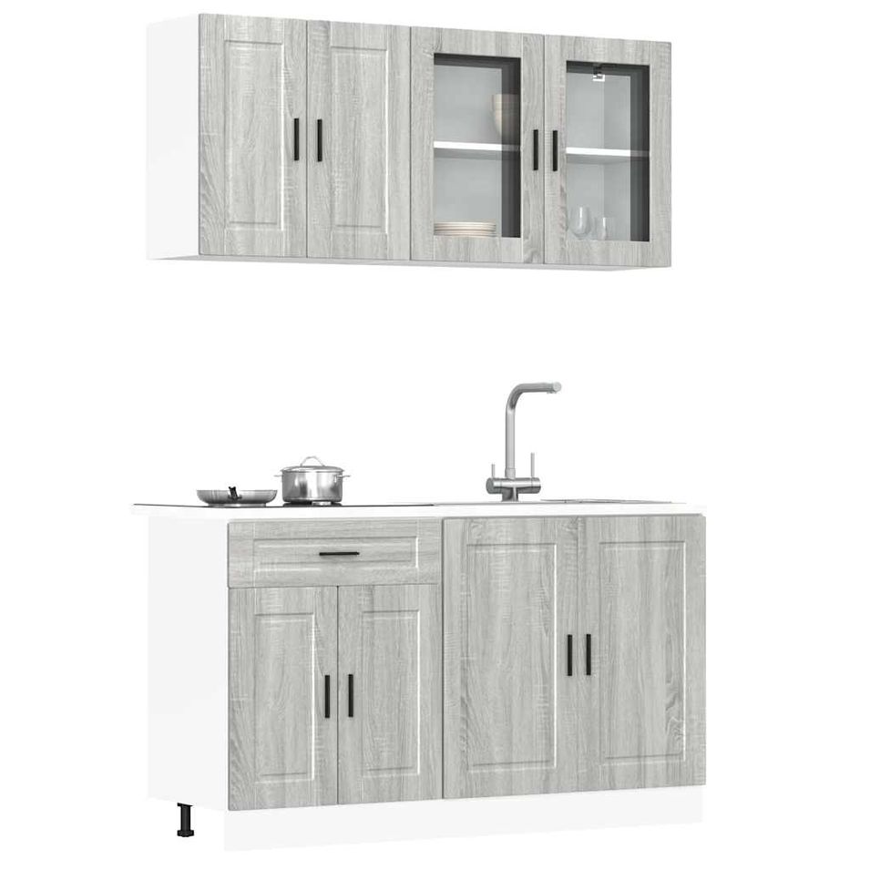 Ensemble d'armoires de cuisine 4 pcs Kalmar bois d'ingénierie - Photo n°1