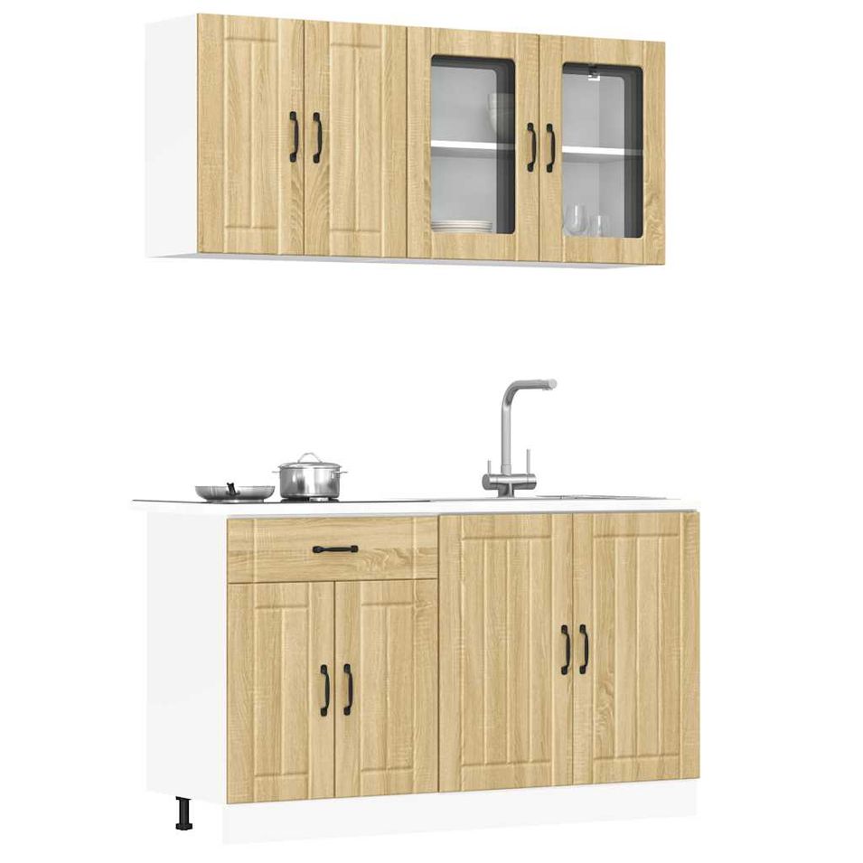 Ensemble d'armoires de cuisine 4 pcs Kalmar bois d'ingénierie - Photo n°1