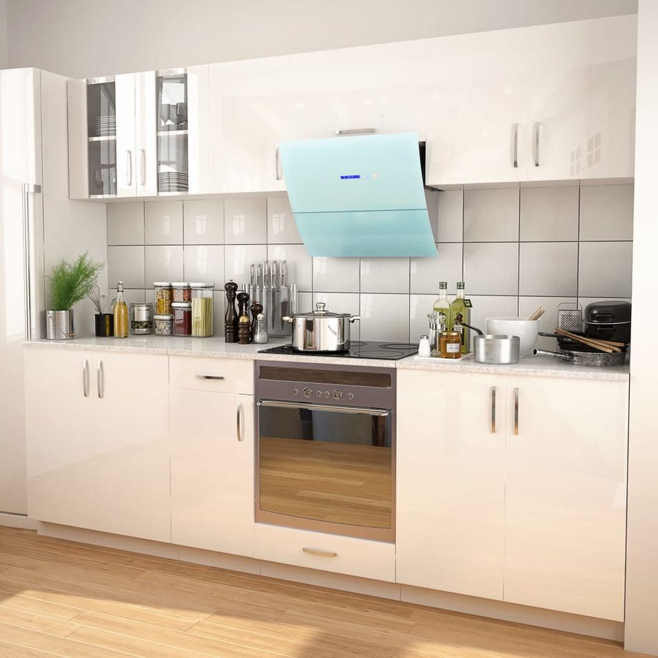 Ensemble d'armoires de cuisine 8 pcs avec hotte Blanc brillant - Photo n°1