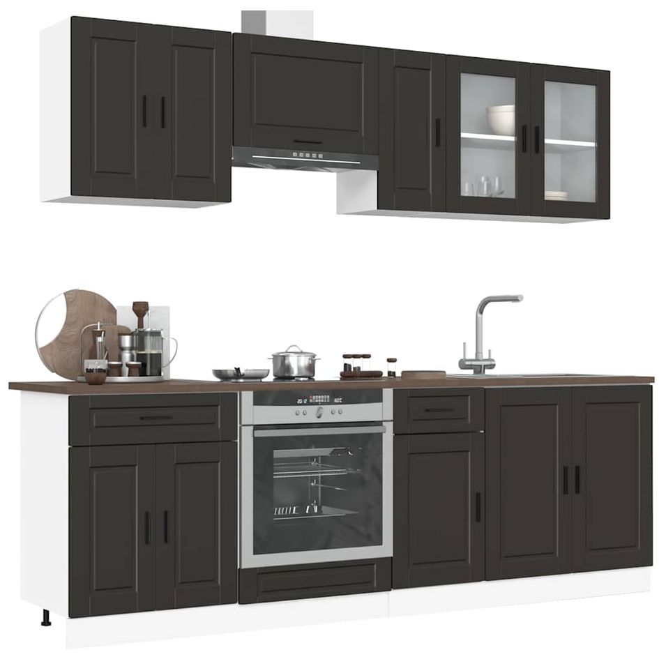 Ensemble d'armoires de cuisine 8 pcs Kalmar bois d'ingénierie - Photo n°1