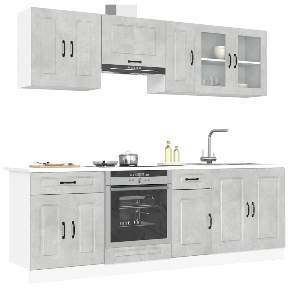 Ensemble d'armoires de cuisine 8 pcs Kalmar bois d'ingénierie - Photo n°1
