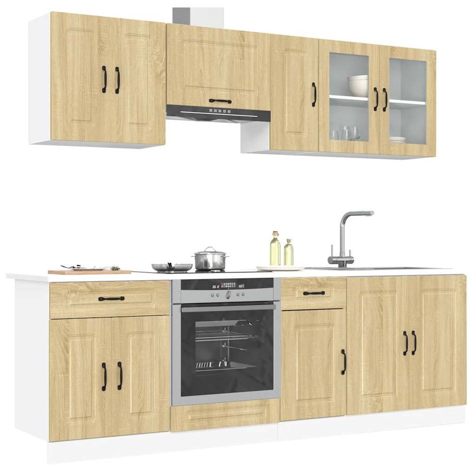 Ensemble d'armoires de cuisine 8 pcs Kalmar bois d'ingénierie - Photo n°1