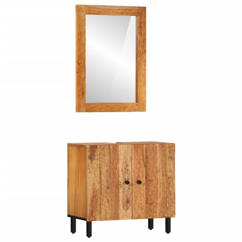 Ensemble d'armoires de salle de bain 2 pcs bois massif d'acacia - Photo n°1
