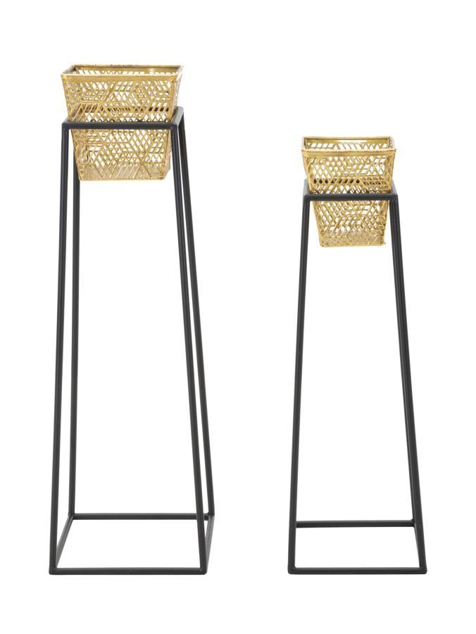 Ensemble de 2 vases carrés anciennes, ø 23 x 70 cm - 20 x 60 cm - Photo n°1