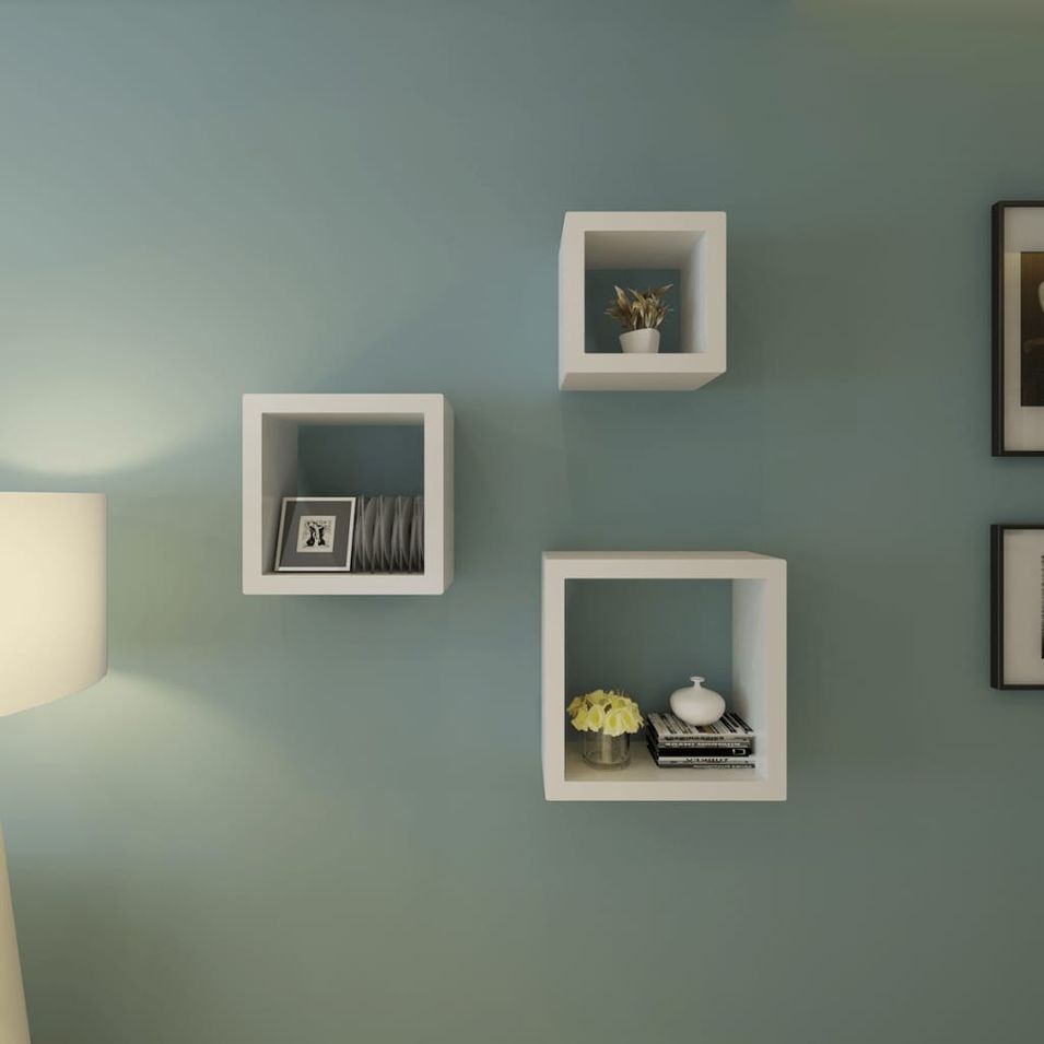 Ensemble de 3 étagères cube Blanc - Photo n°1