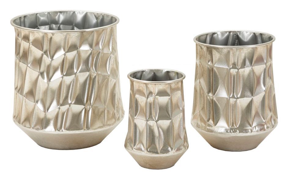 Ensemble de 3 vases en argent, dimensions : ø 35 x 38,5-27,5 x 33-18,5 x 26,5 cm - Photo n°1