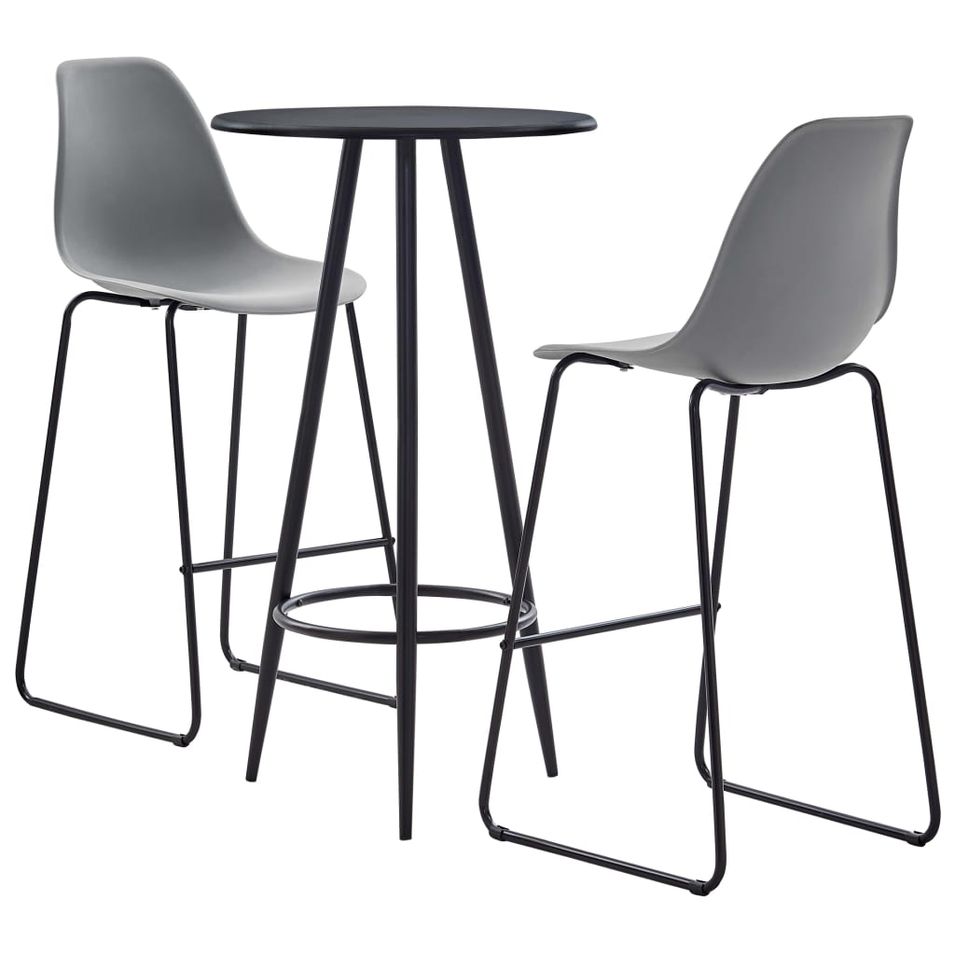 Ensemble de bar 3 pcs Plastique Gris 2 - Photo n°1