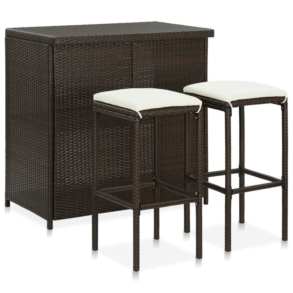 Ensemble de bar 3 pcs Résine tressée Marron - Photo n°1