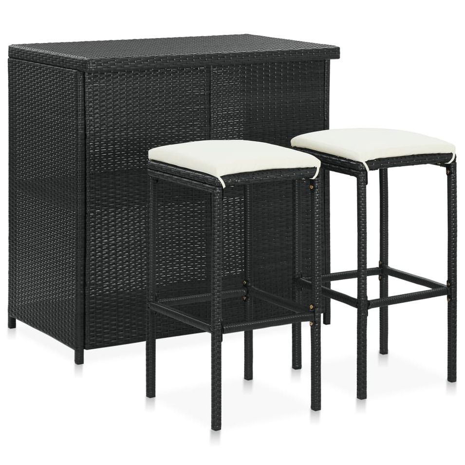 Ensemble de bar 3 pcs Résine tressée Noir - Photo n°1