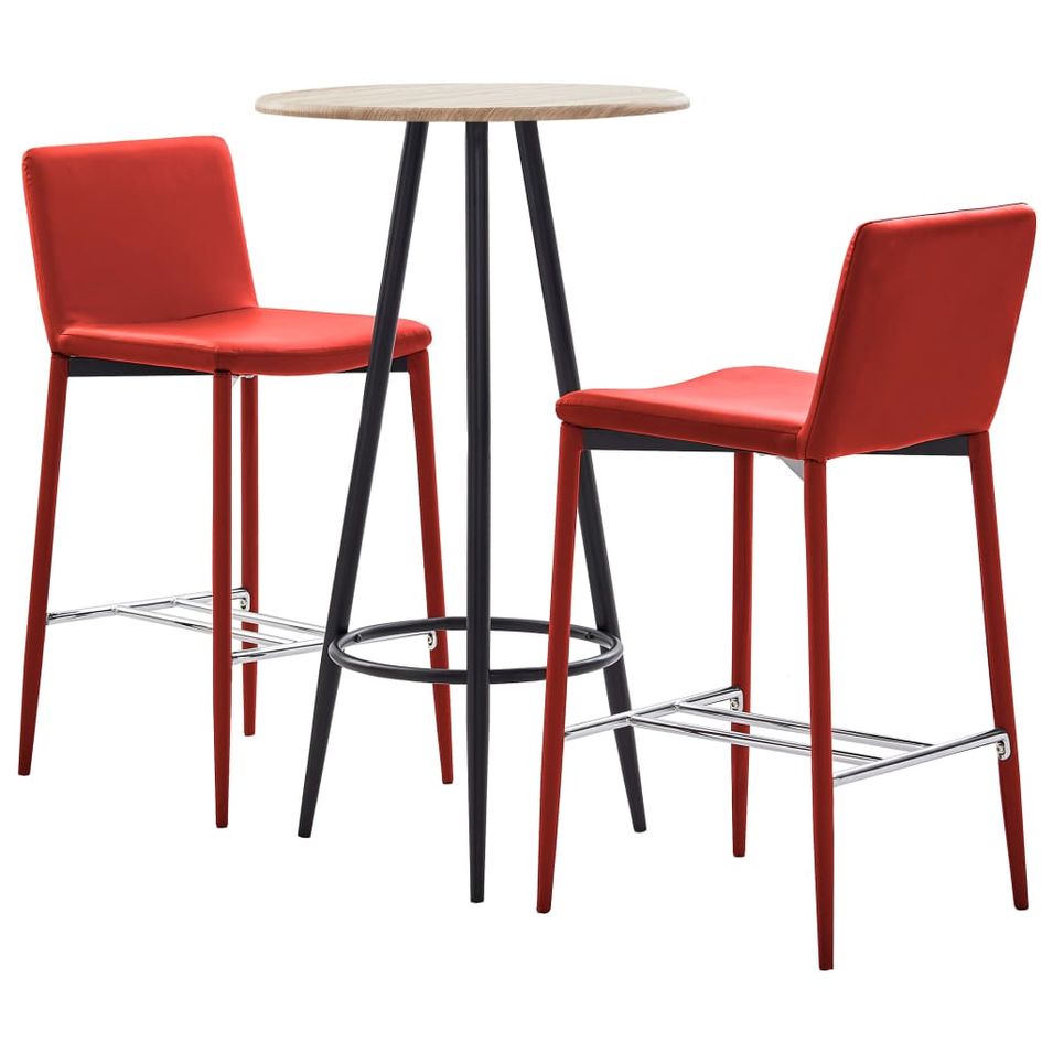 Ensemble de bar 3 pcs Similicuir Rouge 2 - Photo n°1