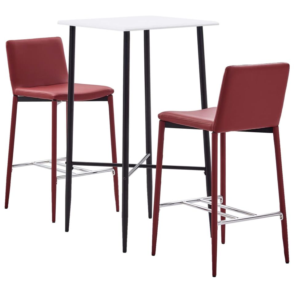Ensemble de bar 3 pcs Similicuir Rouge bordeaux 5 - Photo n°1