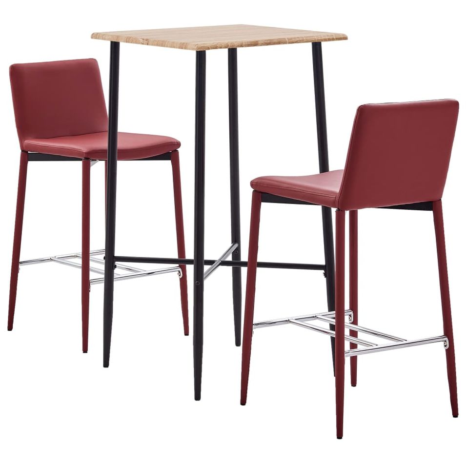 Ensemble de bar 3 pcs Similicuir Rouge bordeaux 6 - Photo n°1