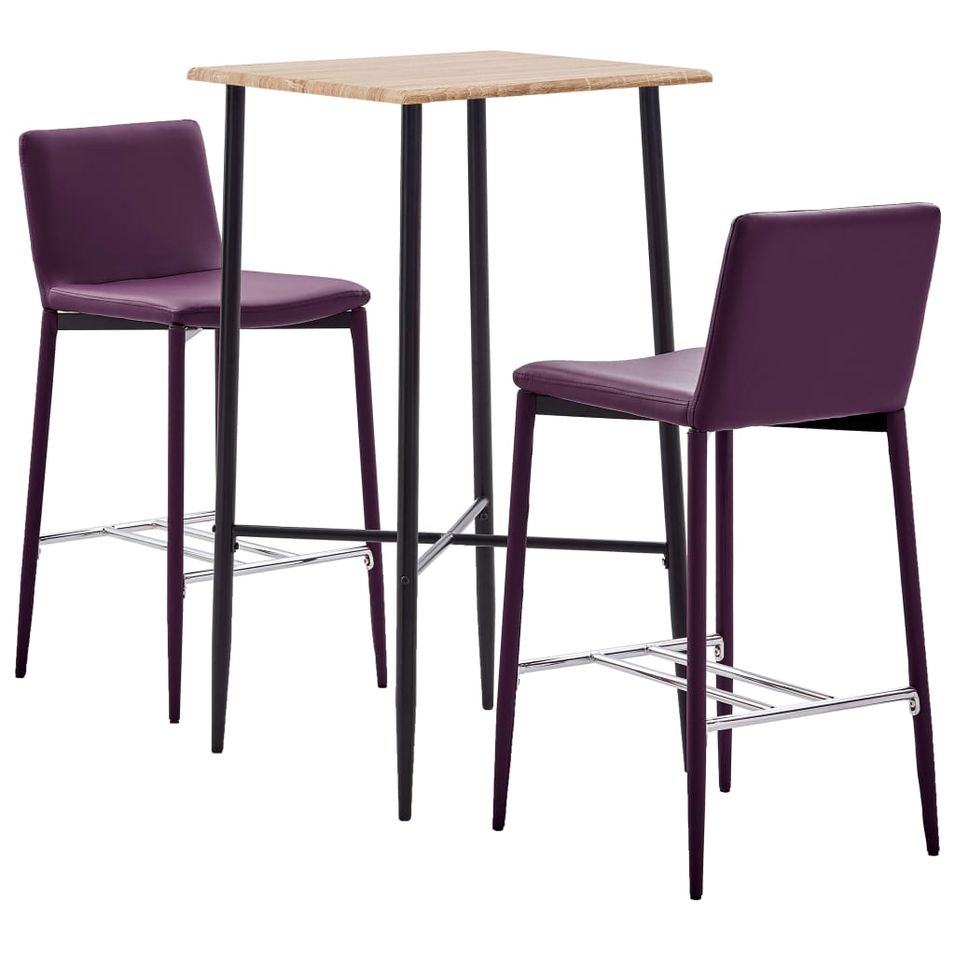 Ensemble de bar 3 pcs Similicuir Violet 4 - Photo n°1