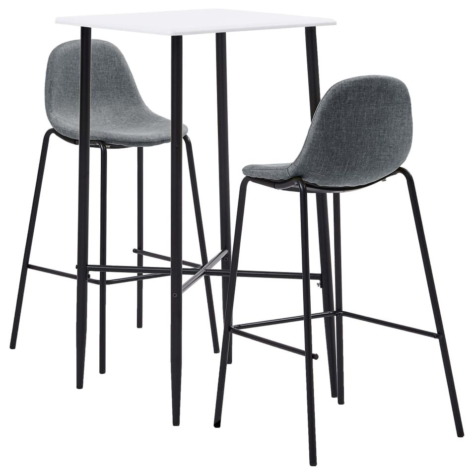 Ensemble de bar 3 pcs Tissu Gris clair 6 - Photo n°1