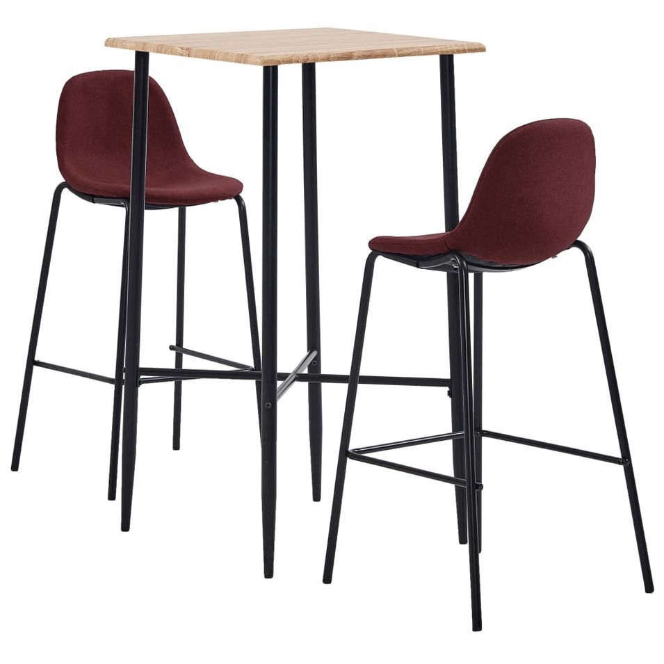 Ensemble de bar 3 pcs Tissu Rouge bordeaux 6 - Photo n°1