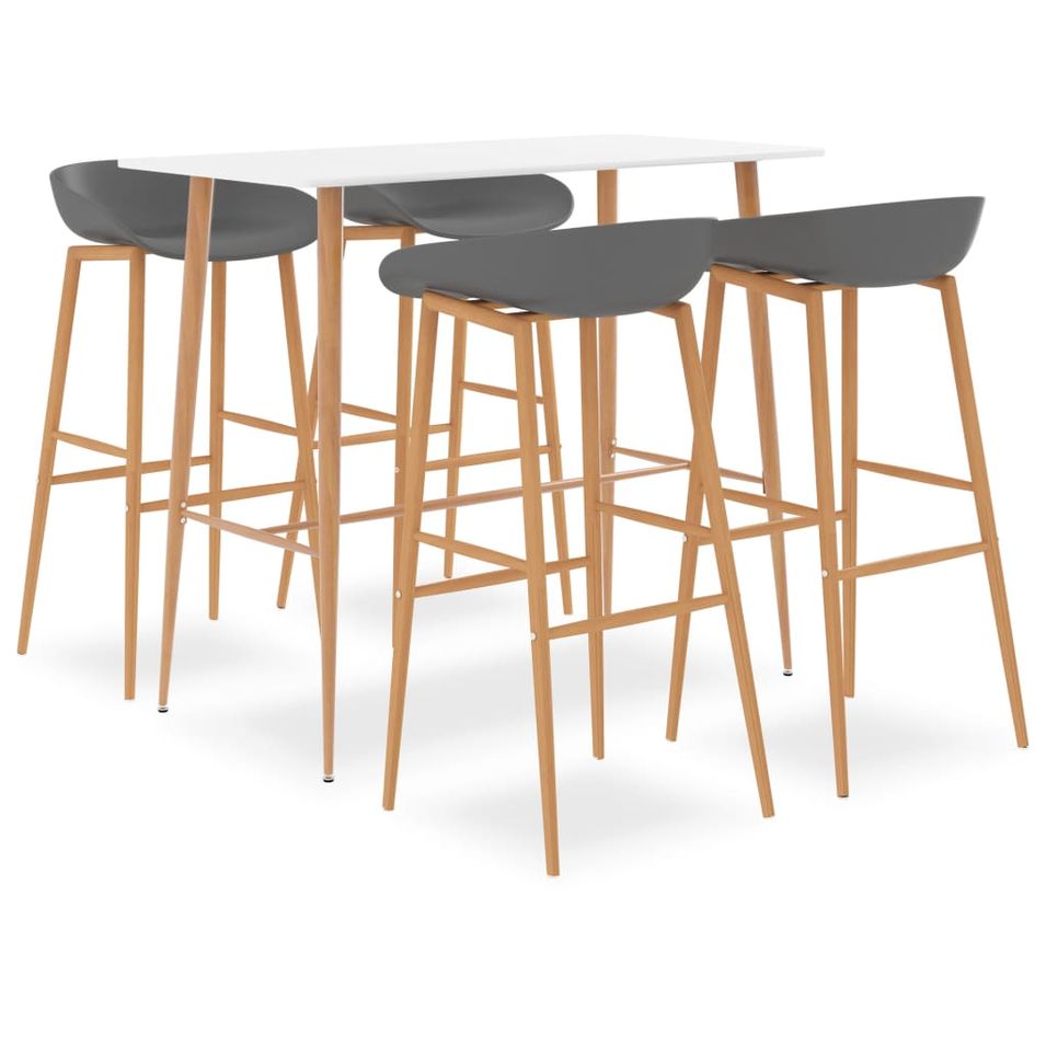 Ensemble de bar 5 pcs Blanc et gris 7 - Photo n°1