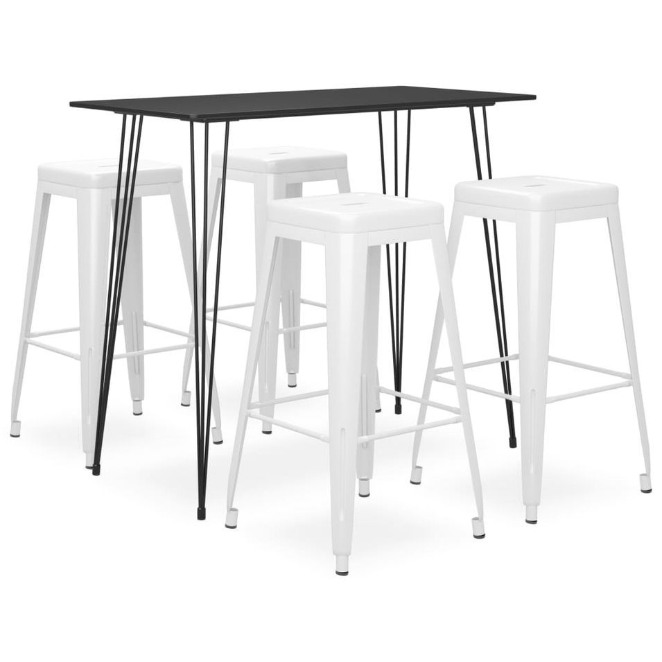 Ensemble de bar 5 pcs Noir et blanc 10 - Photo n°1