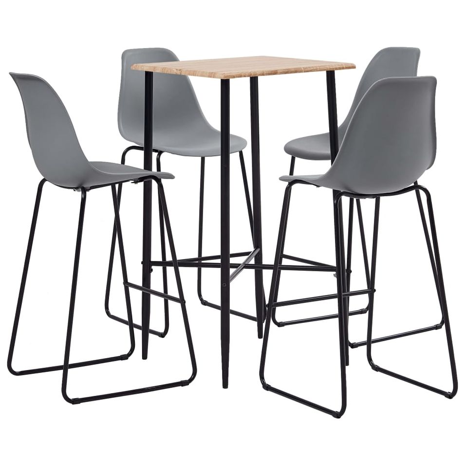 Ensemble de bar 5 pcs Plastique Gris 8 - Photo n°1
